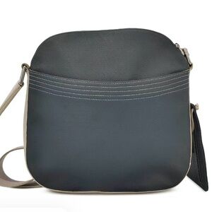 Loewe leather Anagram shoulder bag with pouchette, navy & very light grey